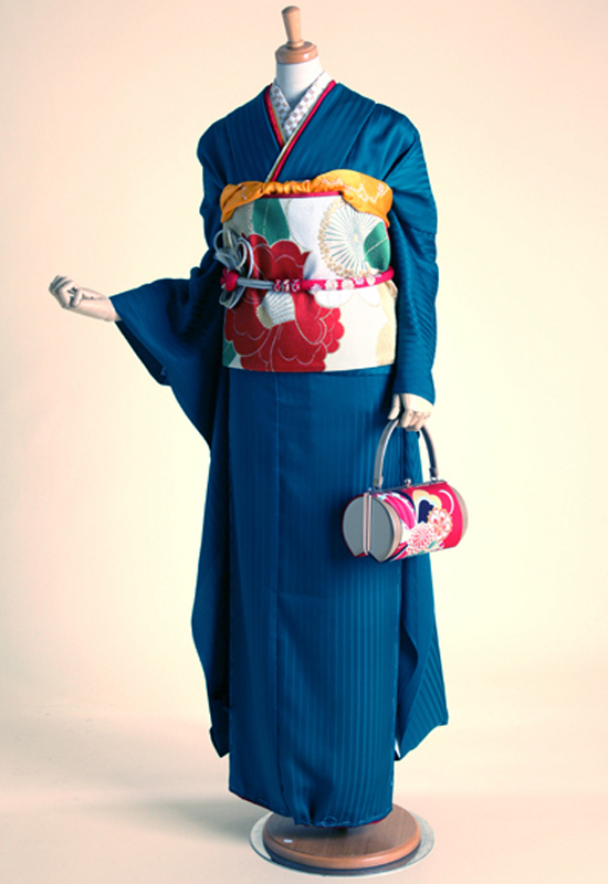 無地振袖 (青地)